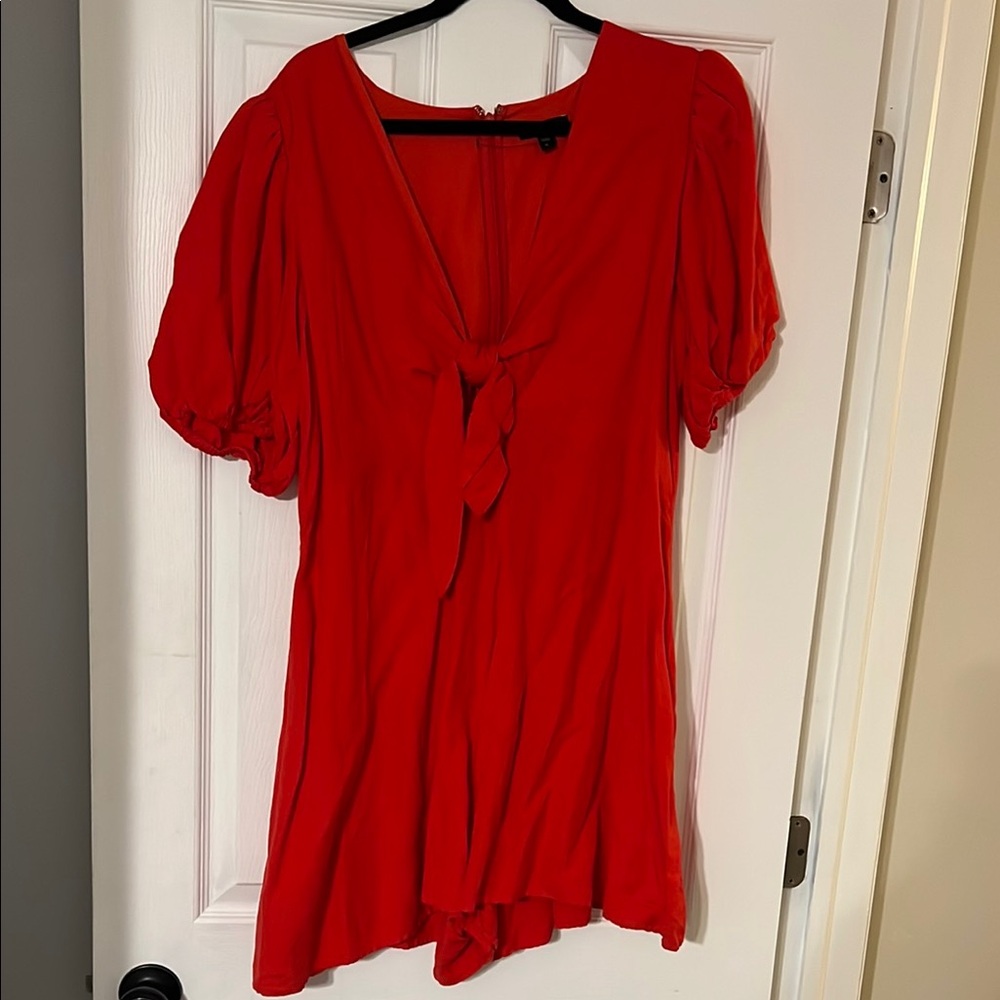 NWOT Express Vibrant Red Balloon Sleeve Jumpsuit